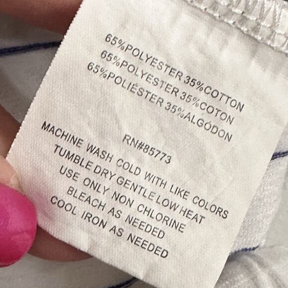 O’Neill Womens Tank Top M Tie Waist Blue Stripe Land That I Love Patriotic Shirt - Picture 6 of 10